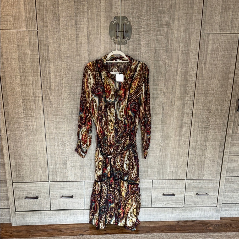 Zara Multicolor Paisley Long Sleeve Dress